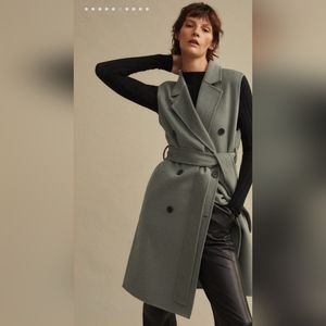 Mango Wool Blend Handmade Vest With Belt